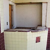 Ticket booth of a theatre undergoing restoration